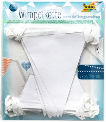 Bild von Wimpelkette 3,8m 2 Stk. weiß inkl. 15 Wimpel, Schenkellänge 20cm