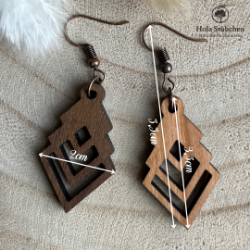 Bild von Moderne Hängeohrringe aus Nuss- oder Kirsch-Holz, Holzschmuck, Ideal als kleines Geschenk für zB. eine Freundin, passender Ohrhänger als Hochzeit- oder Trachtenschmuck