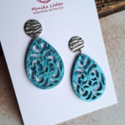 Picture of Ornament-Ohrstecker - Tropfenform aus Resin - blue atoll